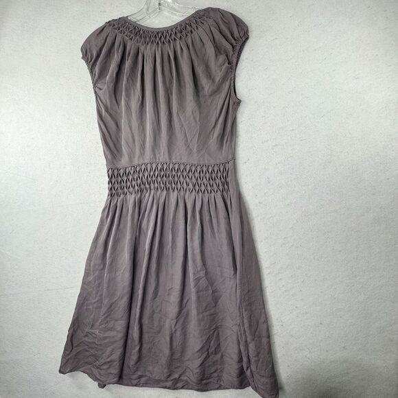 Banana Republic 100% Silk Hand Smocked Lavender Dress Women’s Size 4 Fairy - Picture 9 of 12